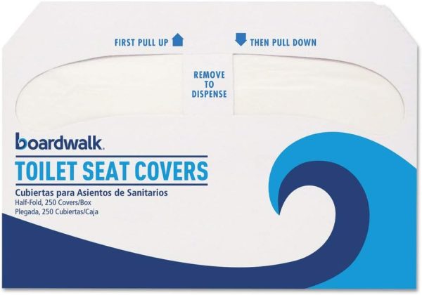 Boardwalk BWKK5000B 14.17 in. x 16.73 in. Premium Half-Fold Toilet Seat Covers - White (5000/Carton)